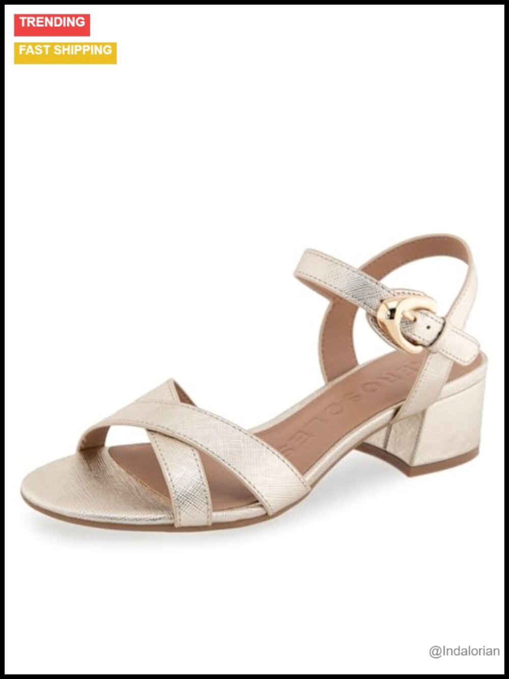 Faux Leather Block Heel Ankle Strap Sandal